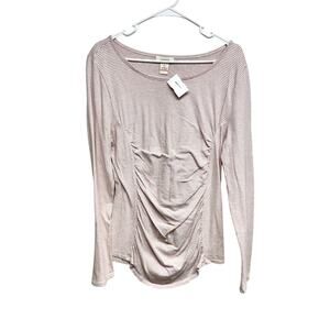 Sundance Women's Catalog Princess Ruched Striped Long Sleeve Top Size Large